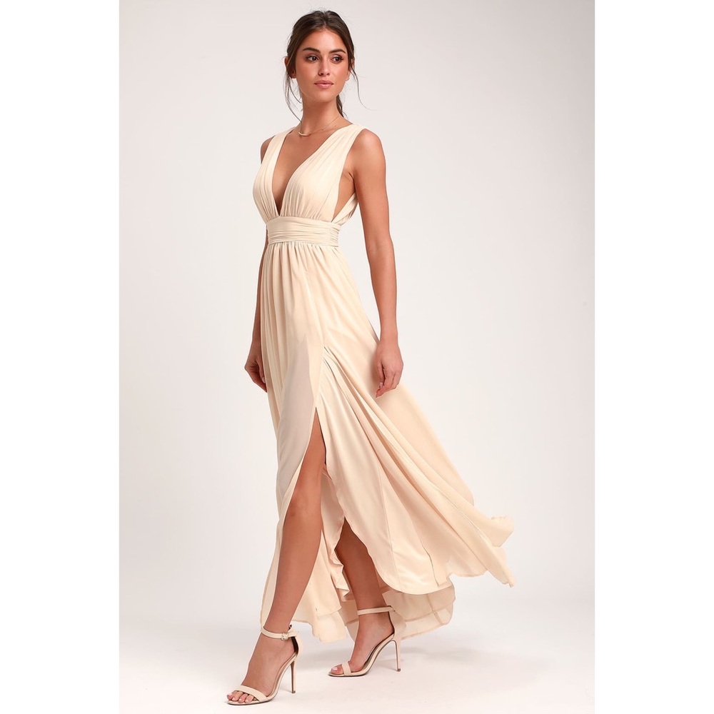 Lulu’s Heavenly Hues Cream Maxi Dress